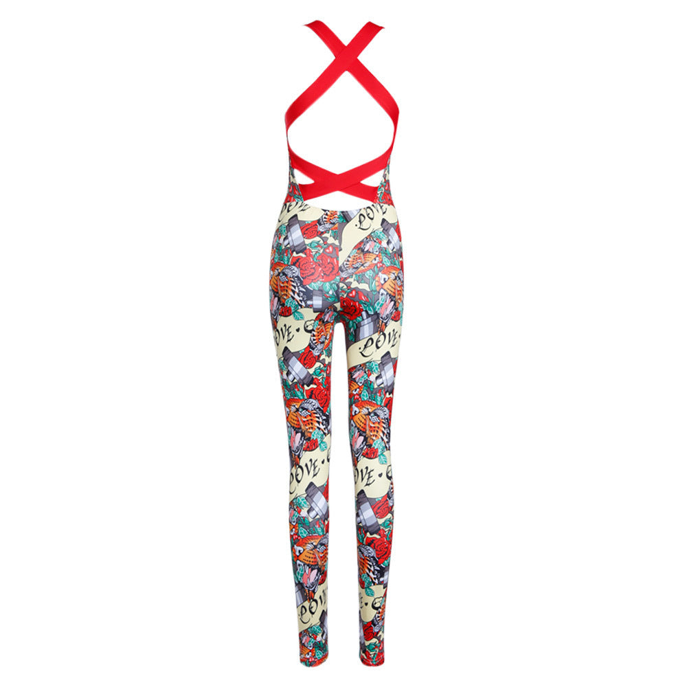 MONO//FIT Casual Sports Sets Female featuring a colorful printed two-piece set with crossed straps