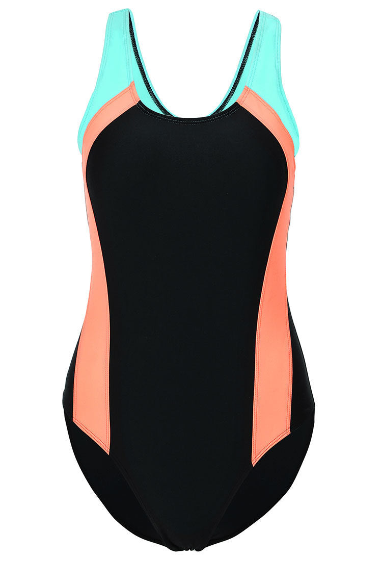 MONO//FIT Colorful Bikinis for Women featuring black with turquoise and coral color accents
