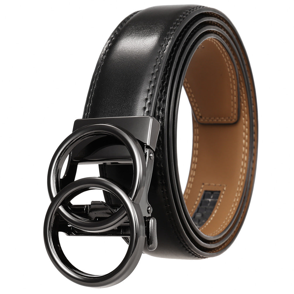 MONO//FIT Comfort leather belt for men with a sleek design and dual circular buckle