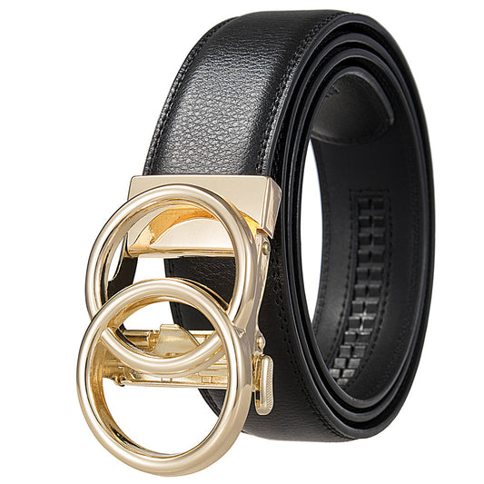 MONO//FIT Comfort leather belt for men with a stylish gold buckle and durable black strap
