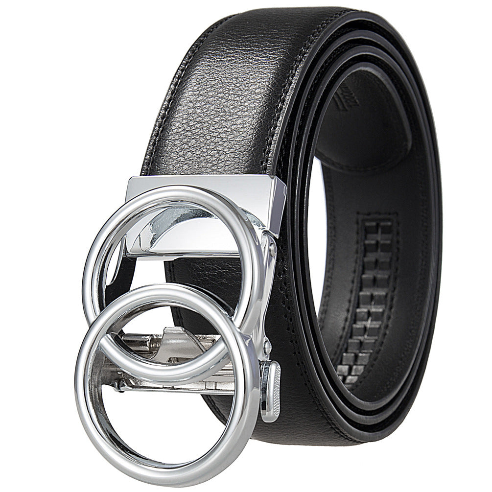 MONO//FIT comfort leather belt for men with a stylish dual-ring buckle design in black