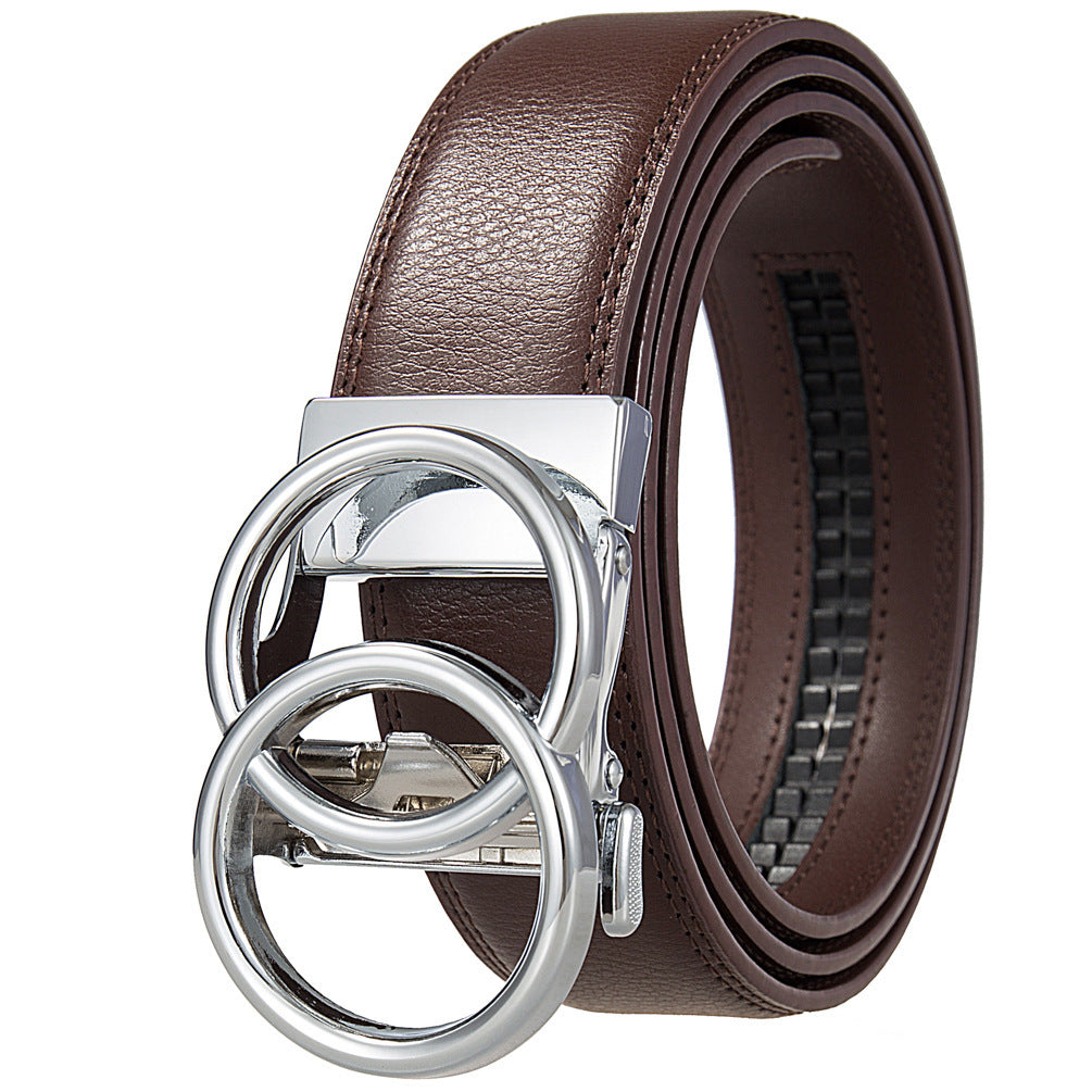 MONO//FIT Comfort leather belt for men in brown with a stylish dual-ring buckle