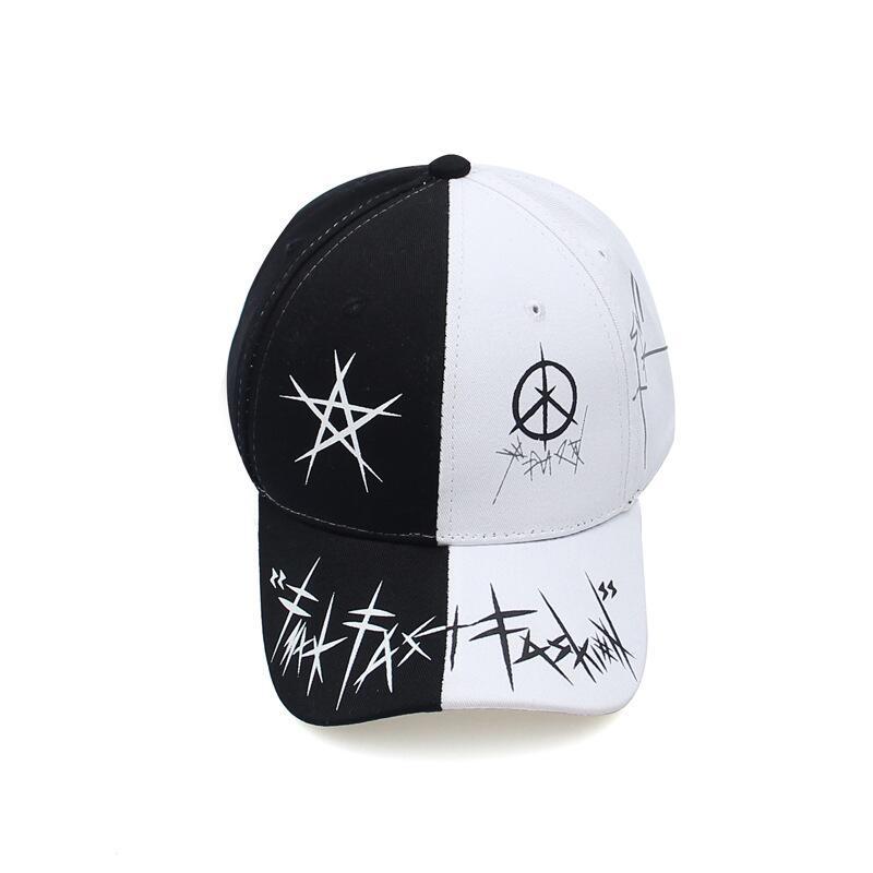 Custom grafitti men cap in black and white with unique graphic designs for a stylish look