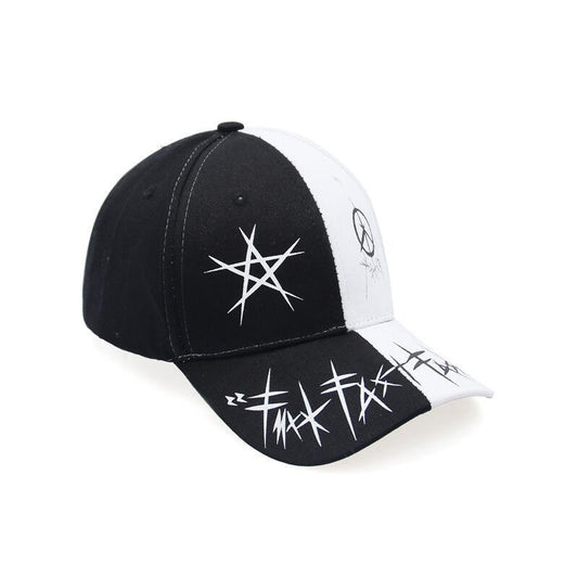 Custom grafitti men cap with bold black and white designs for a stylish urban look