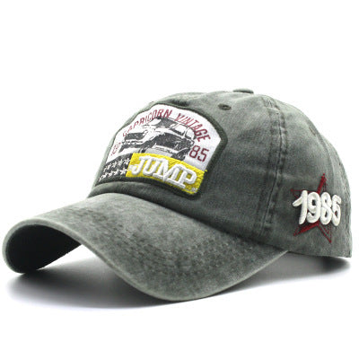 MONO//FIT custom letter baseball cap in gray with vintage embroidered design for casual style
