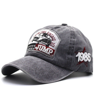 MONO//FIT Custom Letter Baseball Cap in Gray with Vintage Car and 1985 Embroidery