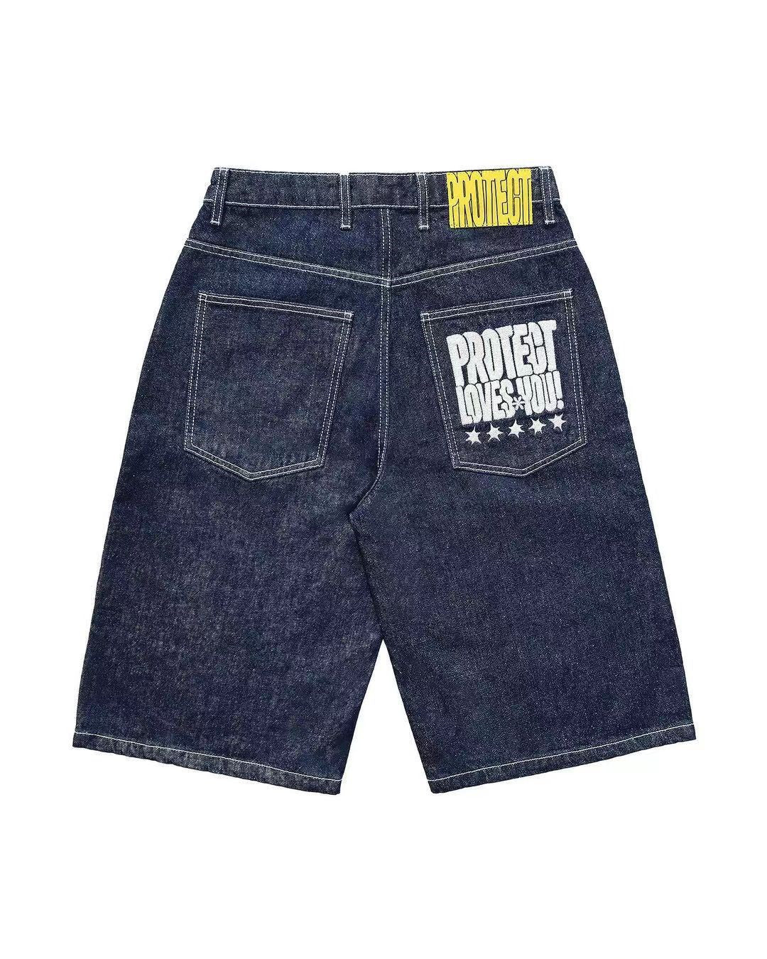 MONO//FIT dark blue denim shorts men with unique back pocket design and comfortable fit