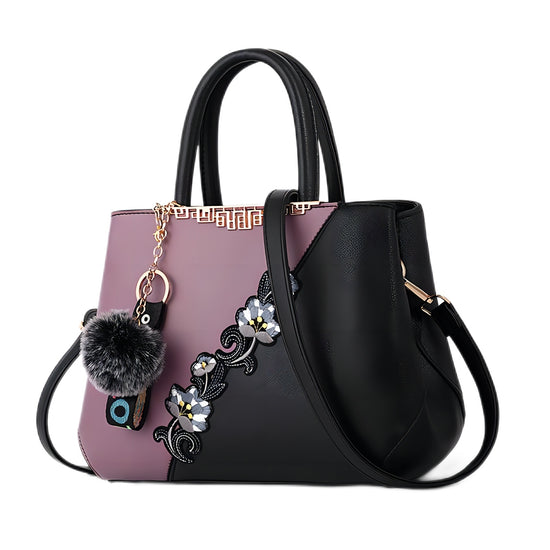 Stylish MONO//FIT fashionable handbags for women with floral accents and a trendy pom-pom keychain