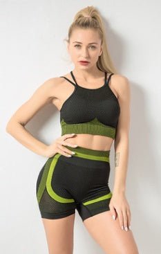 MONO//FIT Black and Green 2 piece gym wear set for comfortable workouts and fitness routines