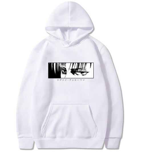 White Harajuku style hoodie featuring an artistic graphic design on the front