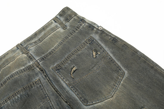 MONO//FIT Men's Jeans in faded gray with distressed details, ideal for heavy industry streetwear