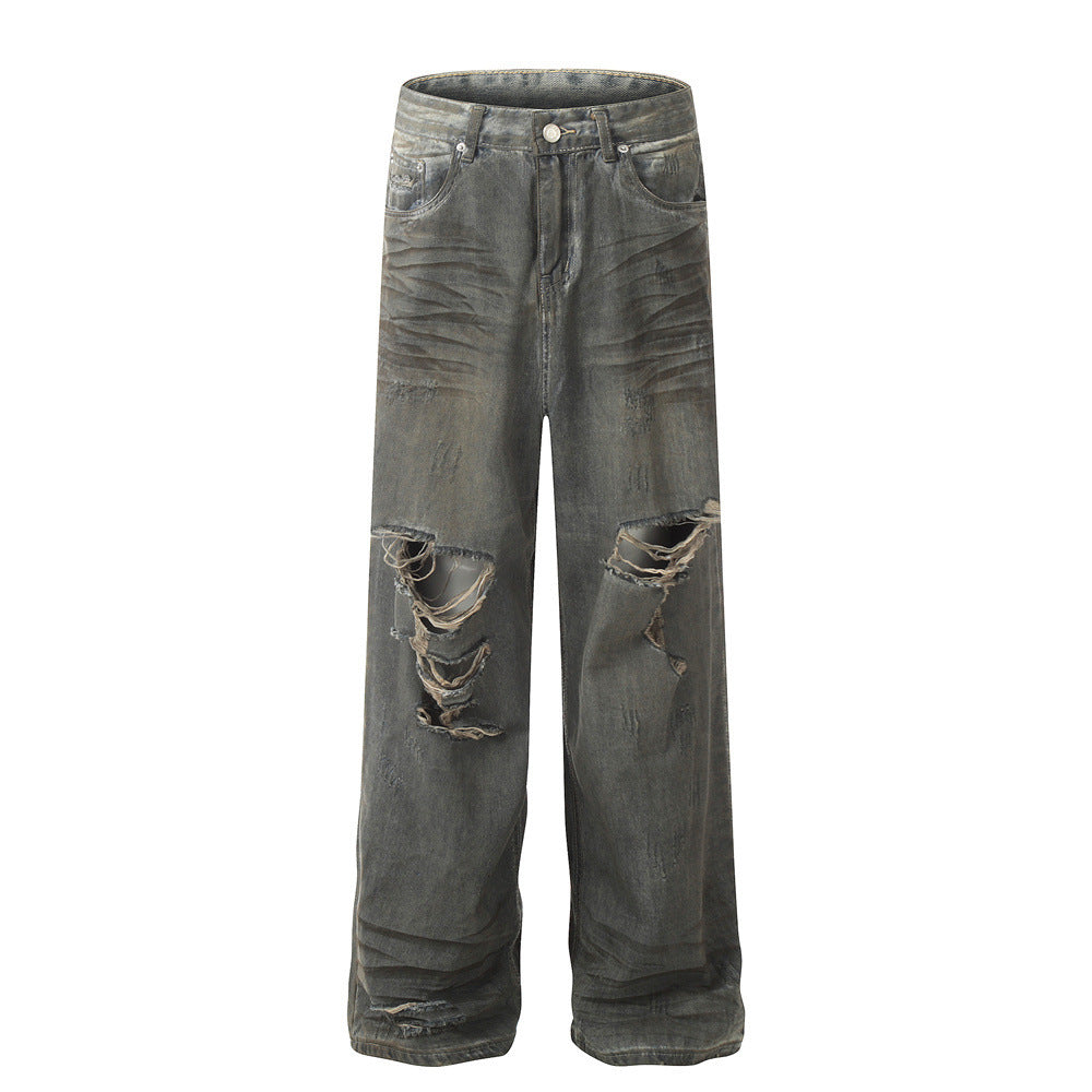 MONO//FIT Men's Jeans in Heavy Industry Streetwear Style with Distressed Ripped Detailing