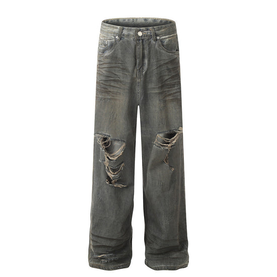 MONO//FIT Men's Jeans in Heavy Industry Streetwear Style with Distressed Ripped Detailing