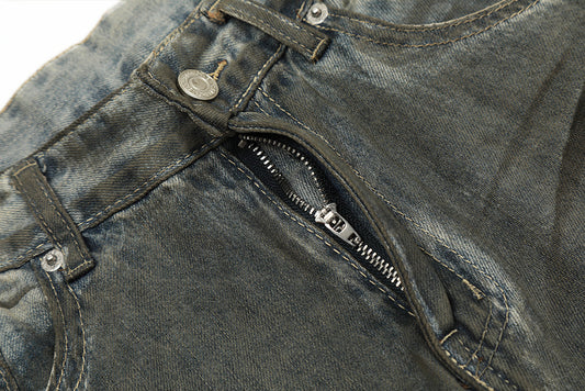 MONO//FIT Men's Jeans featuring a zipper and distressed finish for heavy industry streetwear style