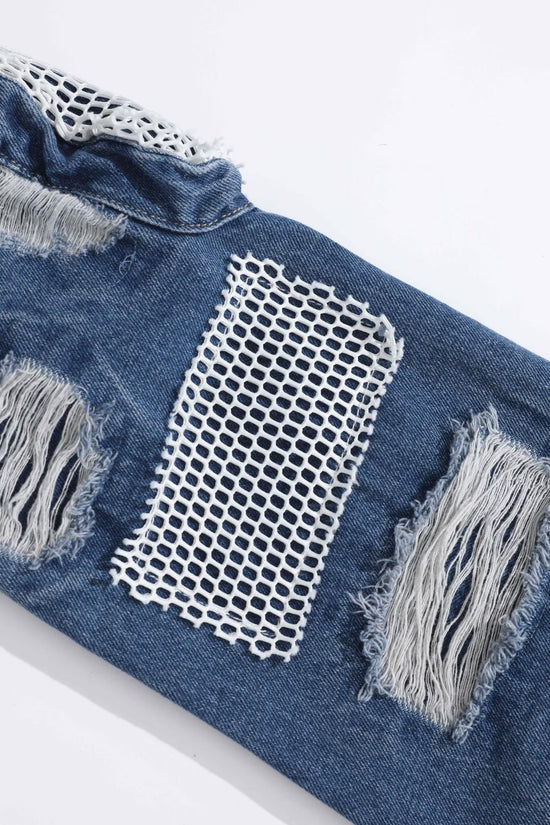 MONO//FIT heavy industry style jeans with distressed details and mesh insert for a trendy look