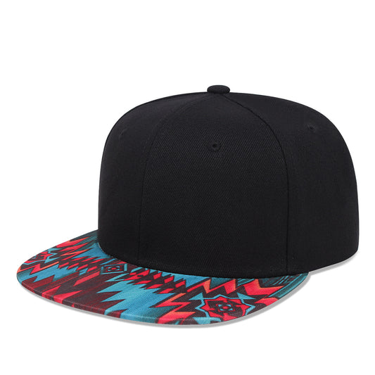 MONO//FIT Men's Hip Hop Cap with Black Crown and Colorful Patterned Brim