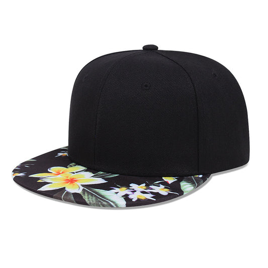 MONO//FIT Men's hip hop cap in black with a vibrant floral brim for a trendy urban look