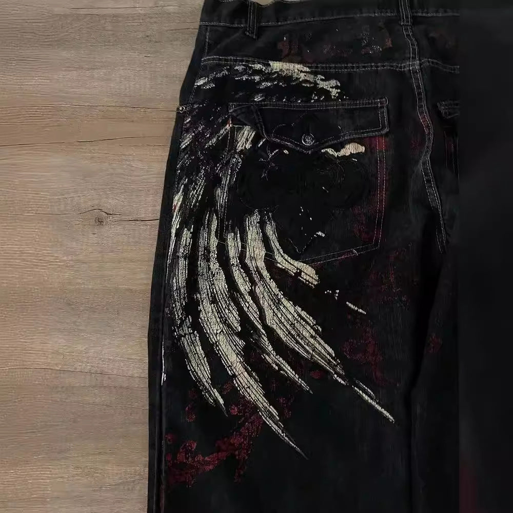 MONO//FIT Hip Hop embroidered jeans with unique graphic design on the back pocket