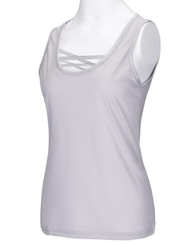 MONO//FIT Ladies Fashion Camisole in Light Gray with Stylish Crisscross Design
