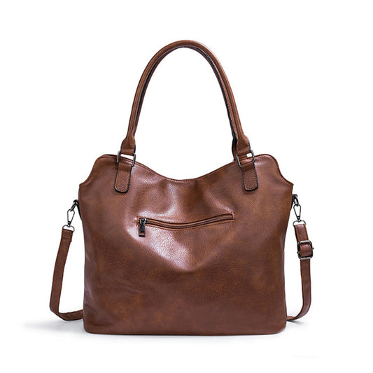 MONO//FIT large capacity handbag for women in brown with adjustable straps and outer zipper pocket
