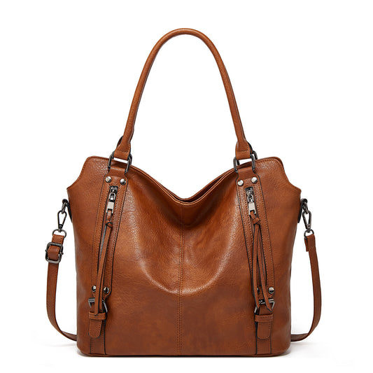 MONO//FIT large capacity handbag for women in brown faux leather with adjustable straps and spacious design