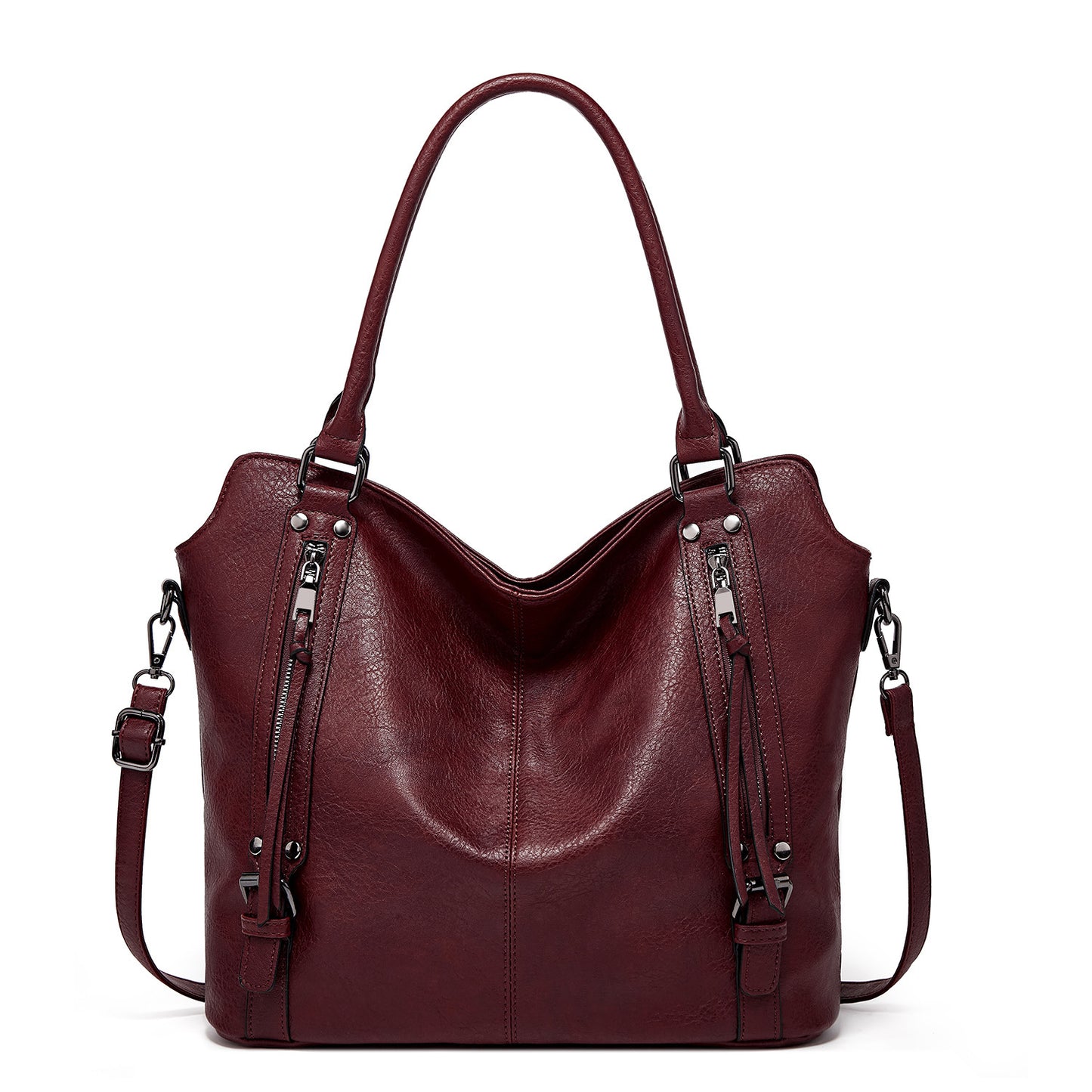 Burgundy MONO//FIT large capacity handbag for women with adjustable straps and stylish design