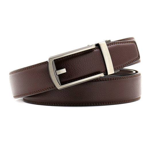 MONO//FIT Brown Leather Belt for Men with a Stylish Metal Buckle for Versatile Fashion