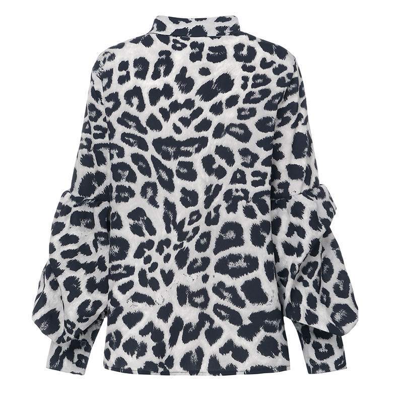 MONO//FIT Leopard Print Tops for Women with Stylish Balloon Sleeves and Soft Fabric