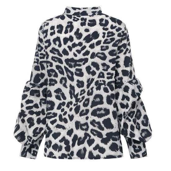 MONO//FIT Leopard Print Tops for Women with Stylish Balloon Sleeves and Soft Fabric