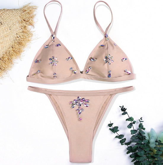 MONO//FIT luxury bling bikini set with embellishments for a glamorous beach look
