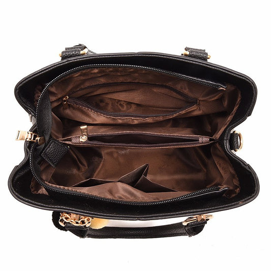 Inside view of MONO//FIT luxury ladies handbags with multiple compartments for organization