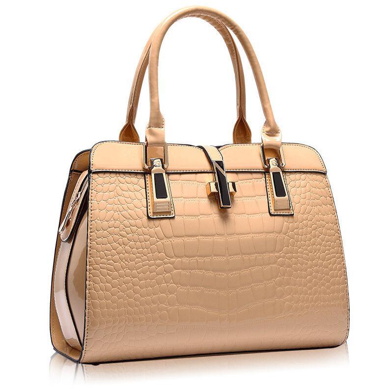 Stylish MONO//FIT luxury women's handbags in beige with elegant crocodile texture and sleek handles