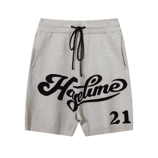 MONO//FIT luxury wool shorts for men in light gray with black lettering and comfortable fit