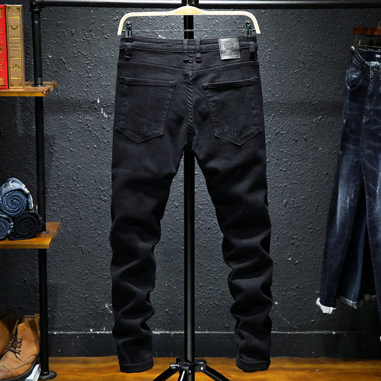 MONO//FIT mens black ripped jeans featuring a stylish slim fit and trendy distressed details