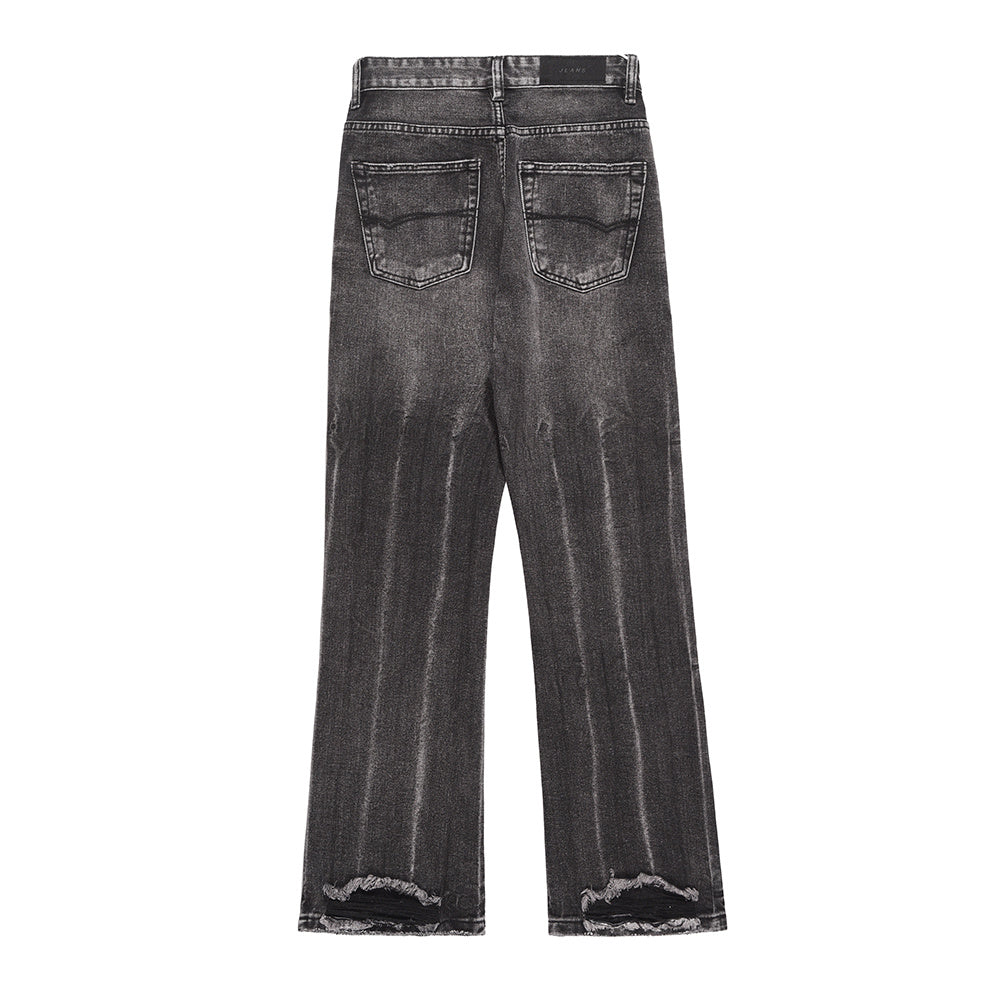 MONO//FIT men's distressed wide-leg jeans in black with ripped detailing for a trendy look
