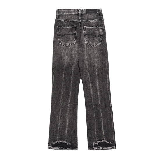 MONO//FIT men's distressed wide-leg jeans in black with ripped detailing for a trendy look