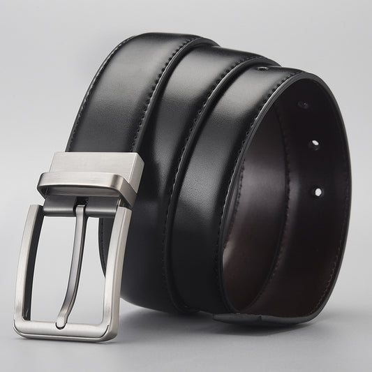 MONO//FIT men's leather business belt in black with a sleek metal buckle for professional style