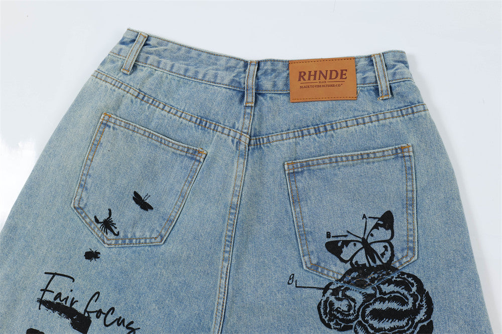 MEN'S PRINTED DENIM SHORTS featuring unique graphic designs and a stylish cut from MONO//FIT