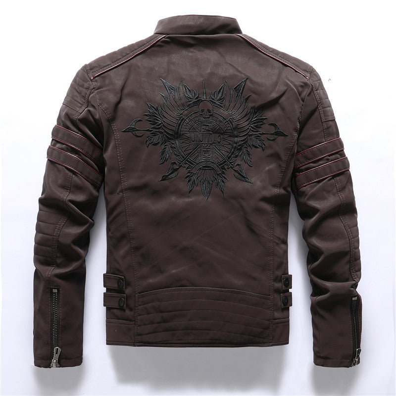 MONO//FIT men's PU leather jackets with detailed back design and stylish quilted accents