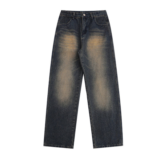 MONO//FIT men's straight jeans fashion in dark wash with a relaxed fit and faded detailing