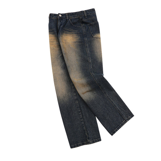 MONO//FIT men's straight jeans fashion in dark blue with a stylish faded design for casual wear