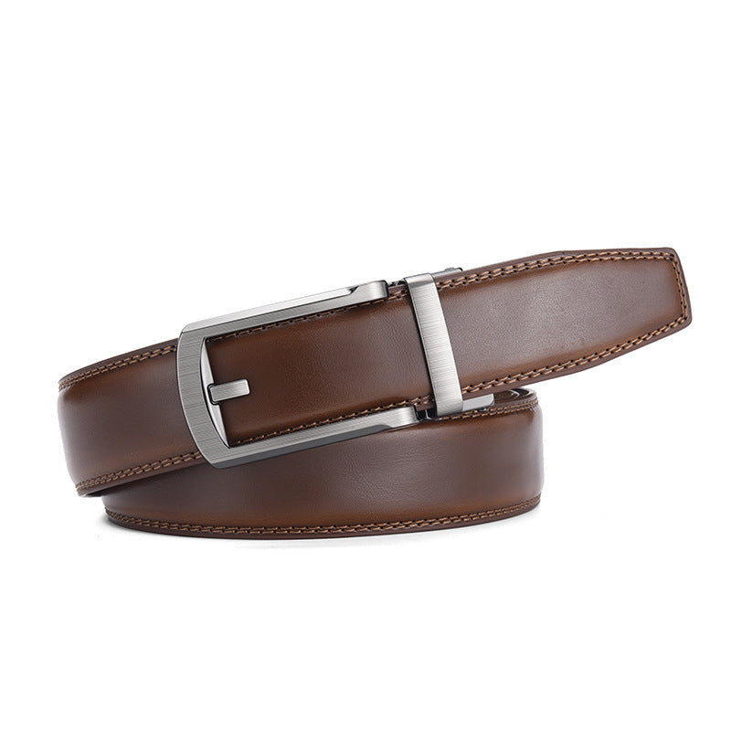 MONO//FIT men's timeless design belt in brown leather with a sleek silver buckle for versatile style