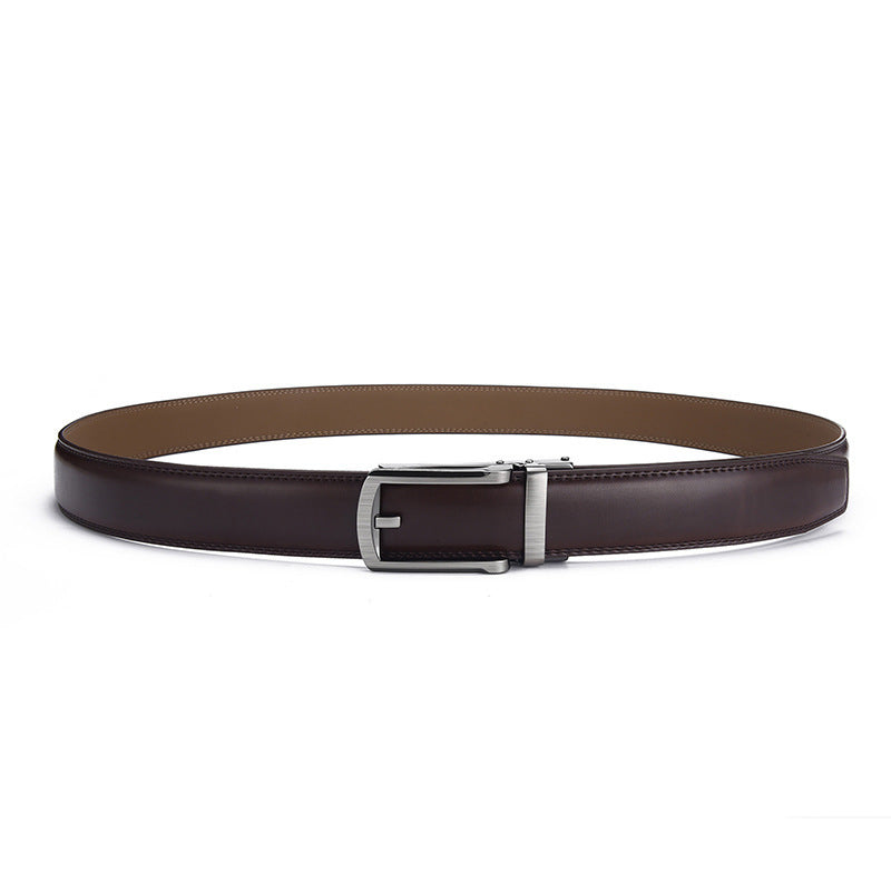 MONO//FIT men's timeless design belt in brown leather with a silver buckle for elegant style