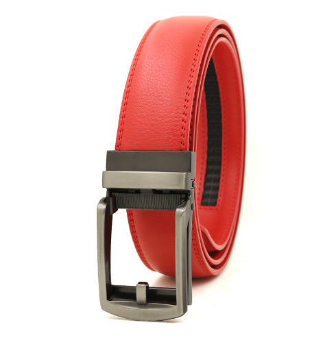 MONO//FIT men's timeless design belt in red leather with a sleek metal buckle