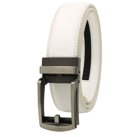 MONO//FIT men's timeless design belt in white leather with a stylish metal buckle