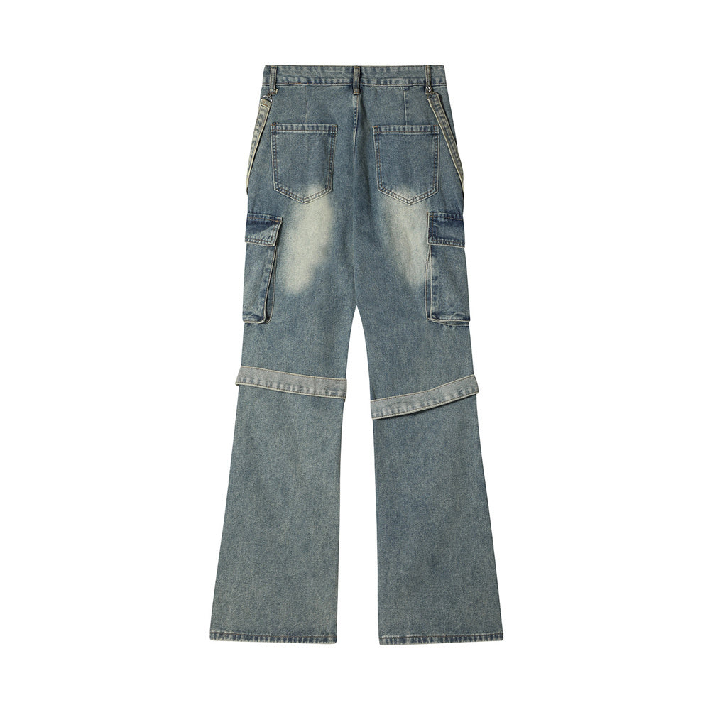Punk flared jeans men by MONO//FIT featuring a unique pocket design and distressed finish