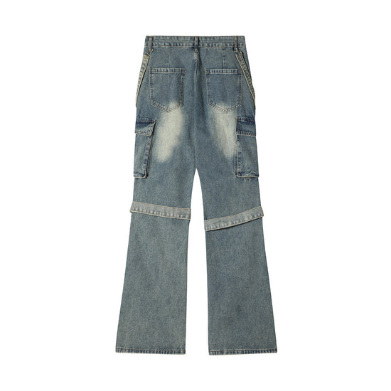Punk flared jeans men by MONO//FIT featuring a unique pocket design and distressed finish