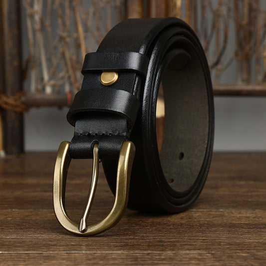 MONO//FIT retro copper buckle belt men with a sleek black leather design for stylish outfits