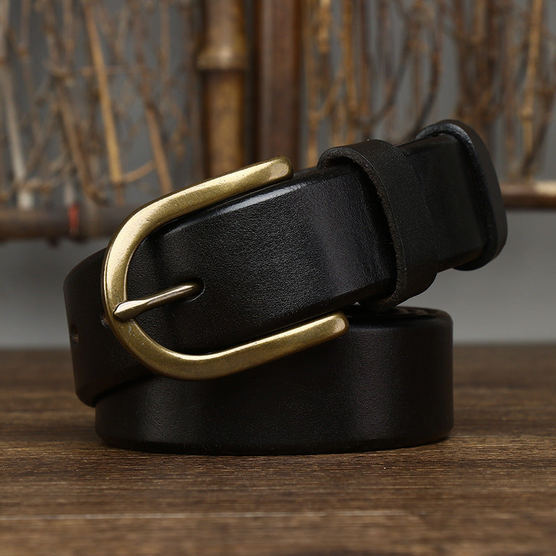 MONO//FIT retro copper buckle belt men in black leather for stylish and durable wear