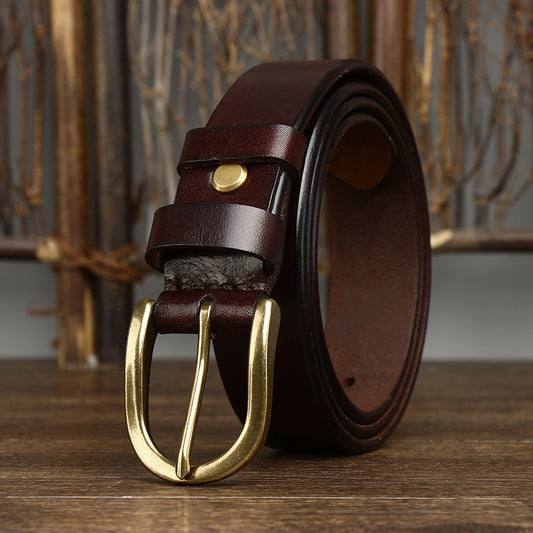 MONO//FIT retro copper buckle belt men in dark brown leather with a classic design